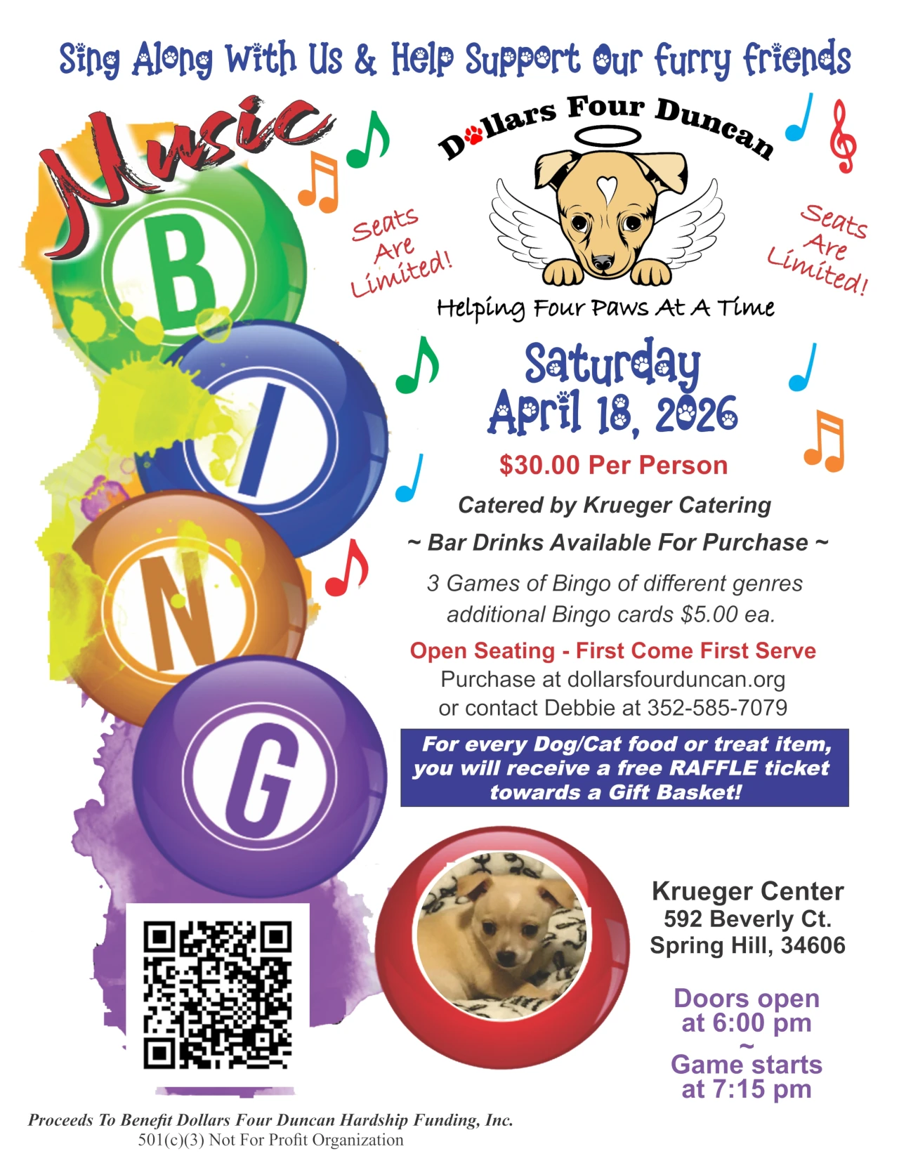 Dollars four Duncan March 2026 Bingo flyer